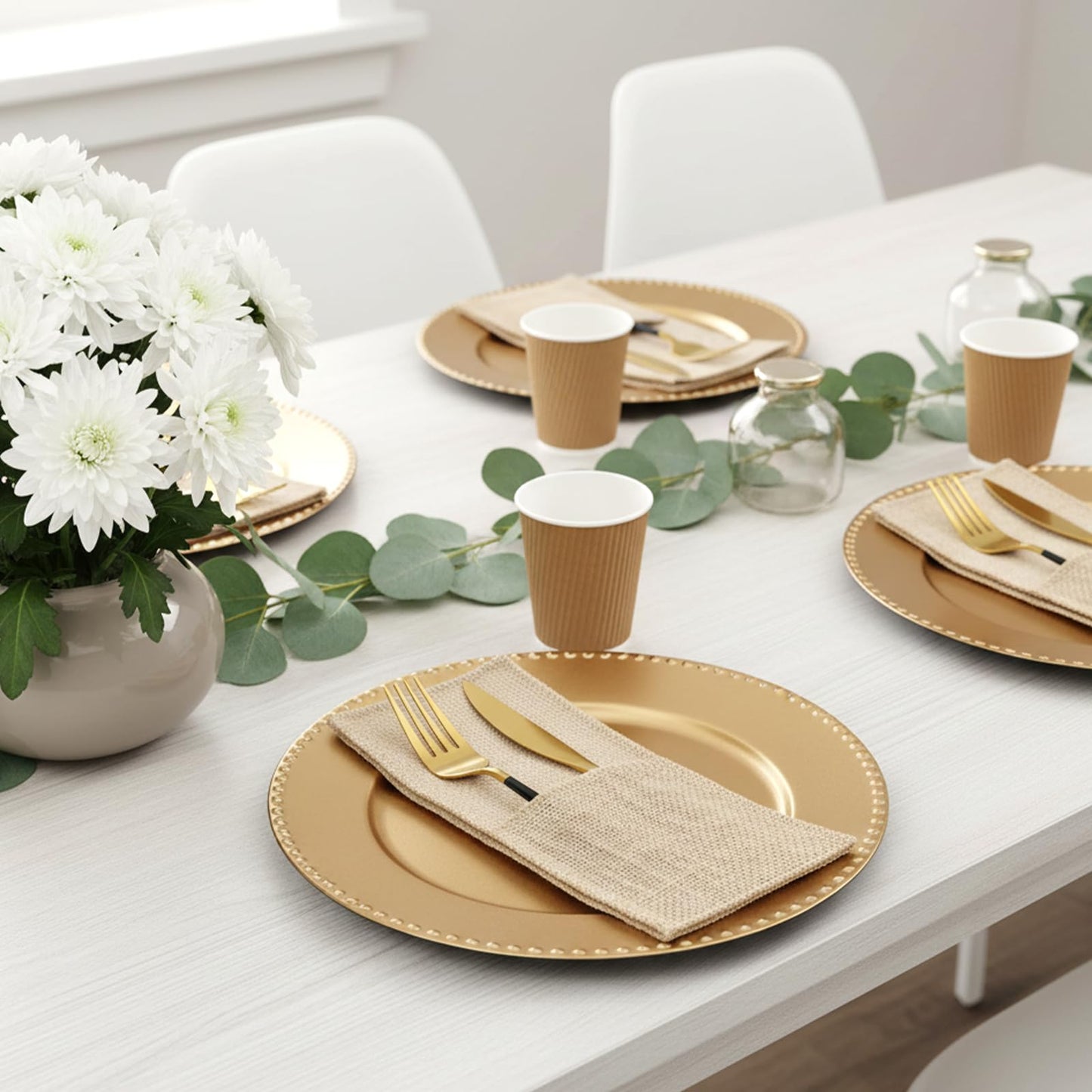 50 Pcs Natural Jute Utensils Holders, 8.8 x 4 inch Cutlery Pouch, Silverware Holder, Napkin Bag for Rustic Wedding Party Decorations