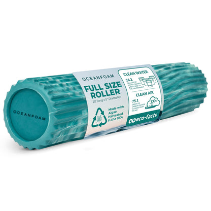 Oceanfoam Tidal Roller - Black Marbled - Muscle Massage Foam Roller for Back Pain & Stretching - Firm and Ergonomic Wide Wave Textured - Yoga, Athletics, & Wellness - Full Size, 20" x 5"