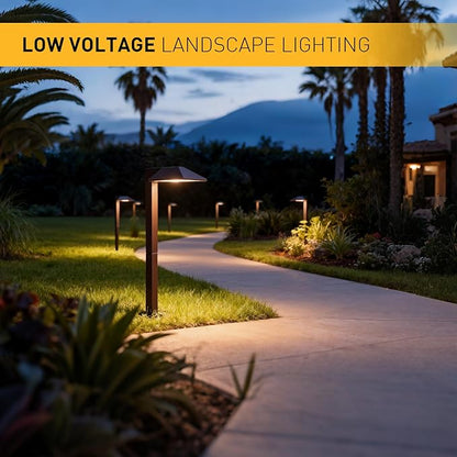 Equinox Outdoor Low Voltage Landscape Lighting 0.6W LED 3100K Warm White Metal 12V Pathway Lights Charcoal Brown Kits with Connector and Stake (1Pack)