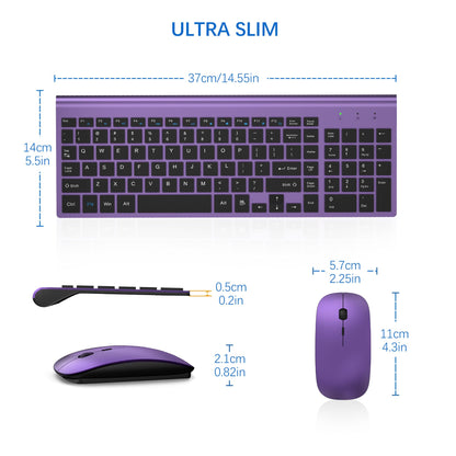 Wireless Keyboard and Mouse Ultra Slim Combo, TopMate 2.4G Silent Compact USB 2400DPI Mouse and Scissor Switch Keyboard Set with Cover, Batteries Included, for PC/Laptop/Windows/Mac - Gray Black