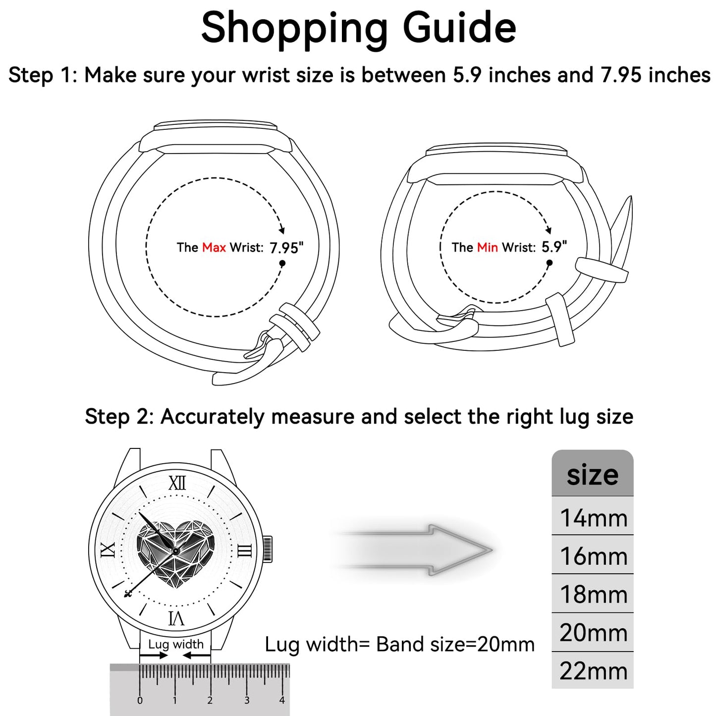 RBIPO 22mm Leather Watch Band Alligator Grain Quick Release Replacement Watch Strap for Men and Women