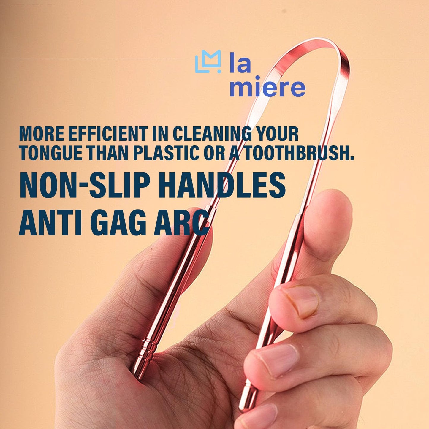 LA MIERE Tongue Scraper (2 Pack), 100% Stainless Steel, Easy to Use Tongue Scraper for Adults, Tongue Cleaner for Oral Care & Hygiene with Natural Cotton Bag