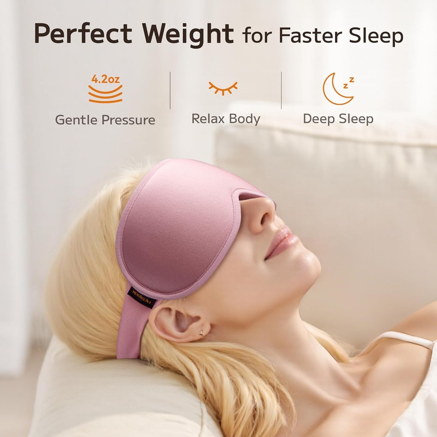 Perfect Weighted Sleep Mask for Falling Asleep Faster - 100% Blackout Eye Masks for Sleep - Zero Eye Pressure 3D Sleep Masks for Women Men, Airplane Travel Essentials, Memory Foam, Black Pink