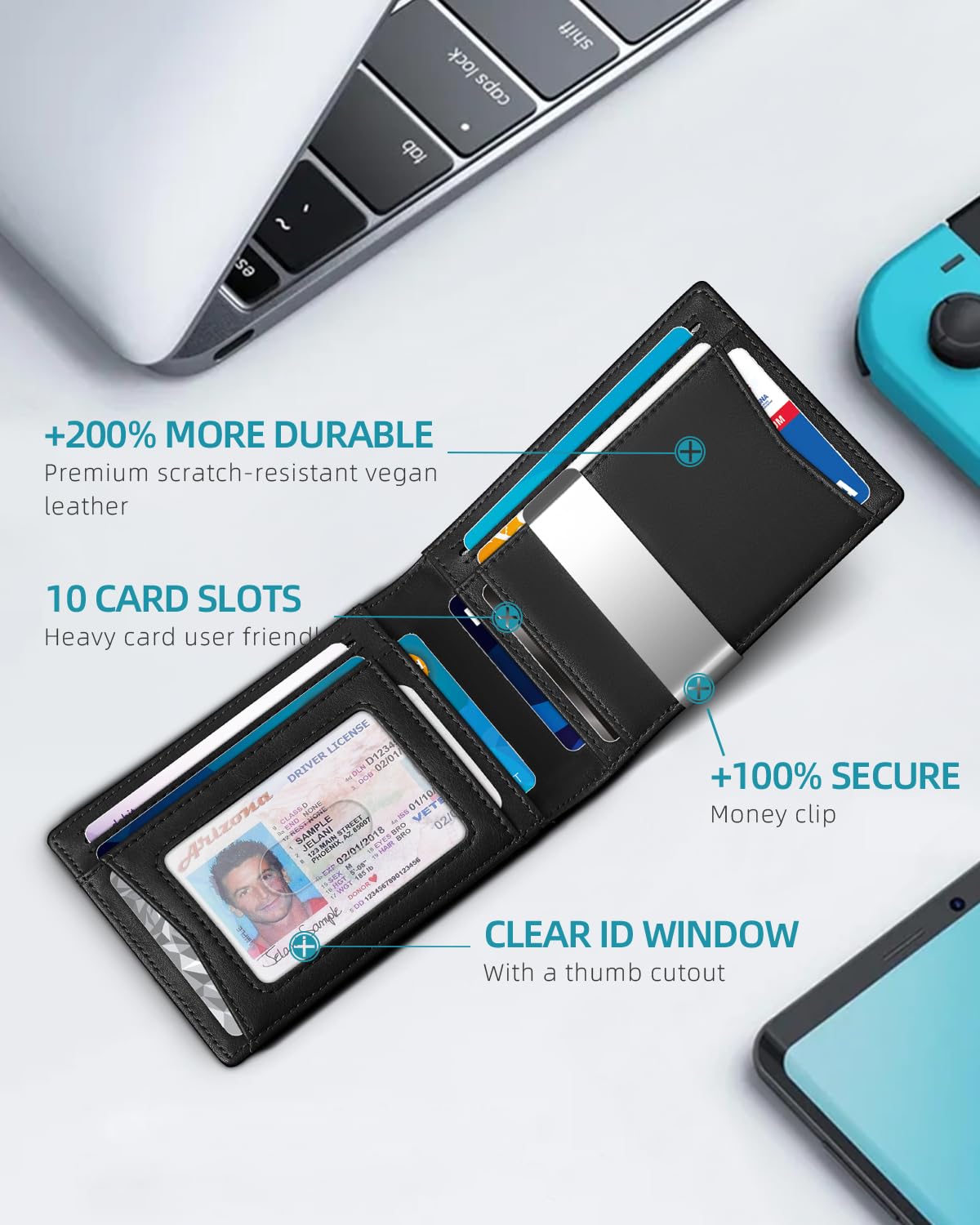 Zitahli Airtag-Wallet-Mens-Slim-RFID Blocking Wallet Leather with Money Clip Air Tag Wallet Card Holder Bifold Gifts for Men