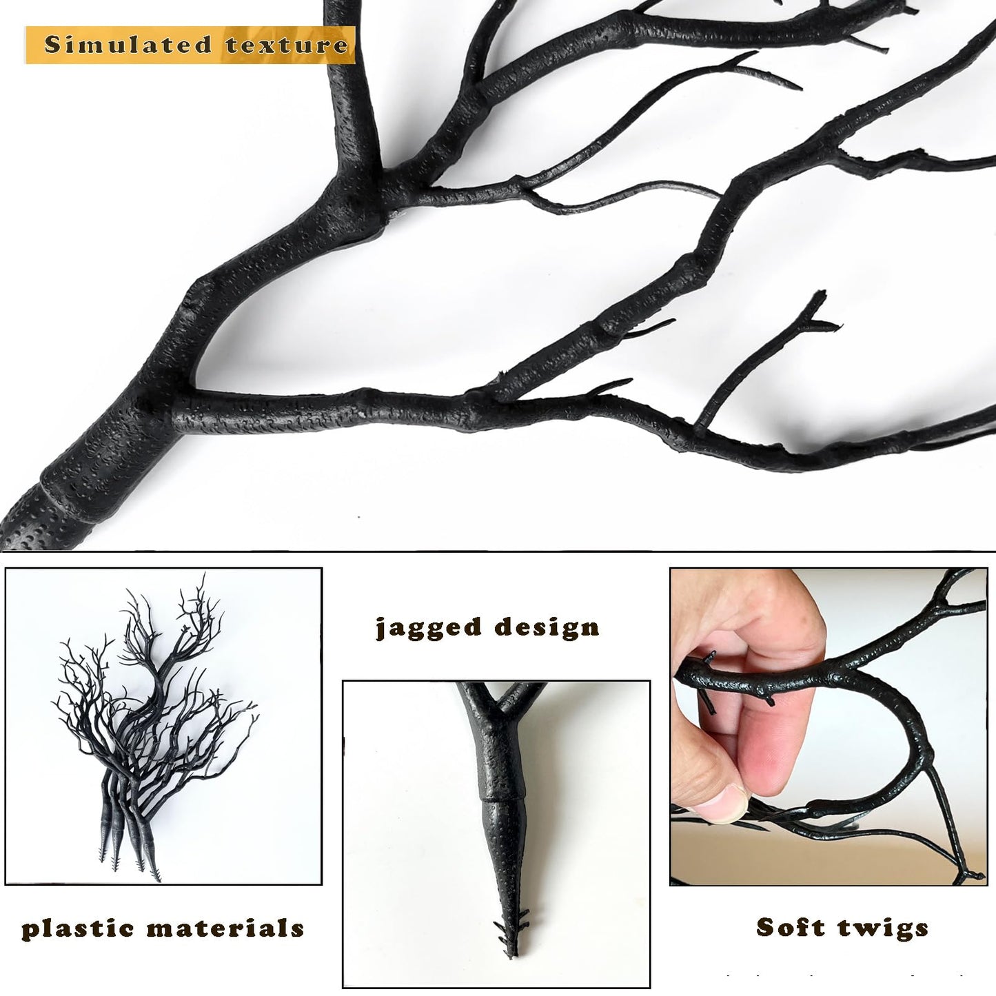 Threemonkys 13.8 inches Artificial Coral Branches Fake Antler Branches Small Branches for Home Decoration Flower Arrangement Wedding Christmas Halloween Festival (Black 10PCS)