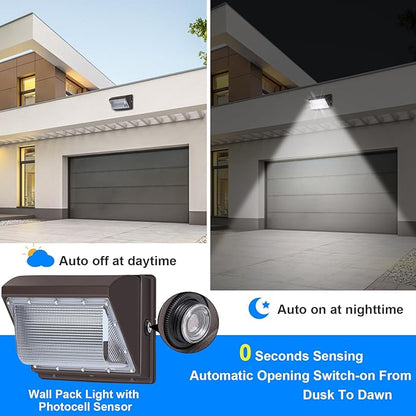 120Watt LED Wall Pack Light, Dusk to Dawn Wall Packs, Super-Bright 15840 Lumen Outdoor Pack Lights, IP65 Waterproof Commercial and Industrial Security 5000K Lighting with Photocell