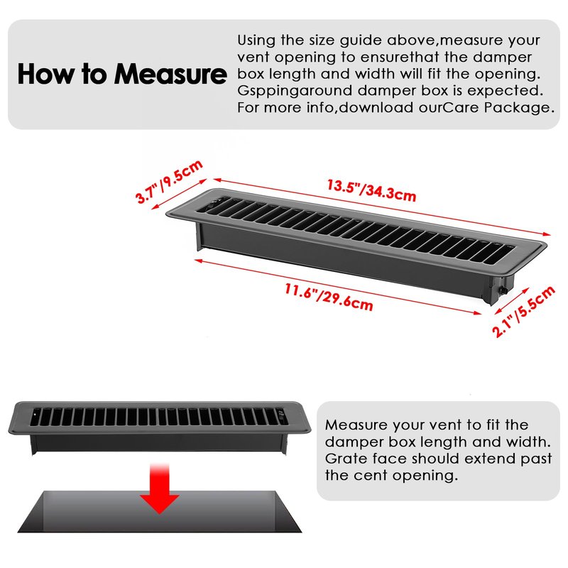 Sumnacon Floor Register 2 x 10 Inch Metal Floor Vents 6 Pack Floor Vent Covers with Adjustable Air Supply Lever, Rust Proof Vent Cover 2x10'',Decorative Vent Covers for Home Floor,Black