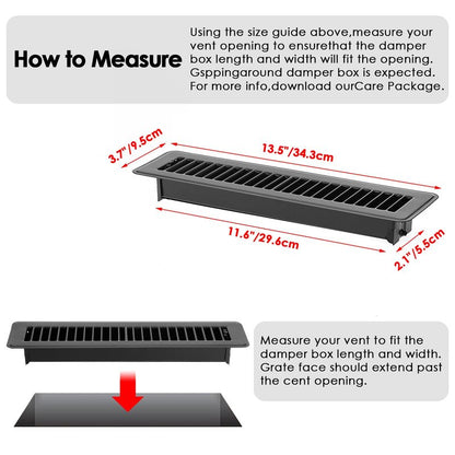 Sumnacon Floor Register 2 x 10 Inch Metal Floor Vents 6 Pack Floor Vent Covers with Adjustable Air Supply Lever, Rust Proof Vent Cover 2x10'',Decorative Vent Covers for Home Floor,Black