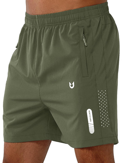 NORTHYARD Men's Athletic Running Shorts Gym Workout 7"/9"/5" Quick Dry Lightweight Sports Basketball Tennis 3 Zipper Pockets ARMYGREEN-5inch L
