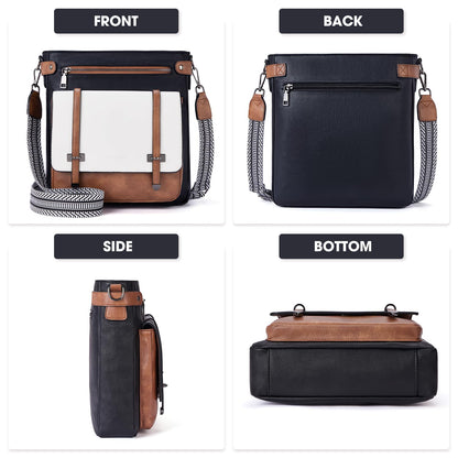 Roulens Crossbody Bags for Women,Multi Pocket Crossbody Purses Vegan Leather Shoulder Handbags Travel Purse Adjustable Strap