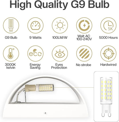 8 Pack White LED Wall Sconces Light Hardwired Wall Sconces Indoor Up and Down Wall Sconce Cool White 6000K(with G9 Bulbs)