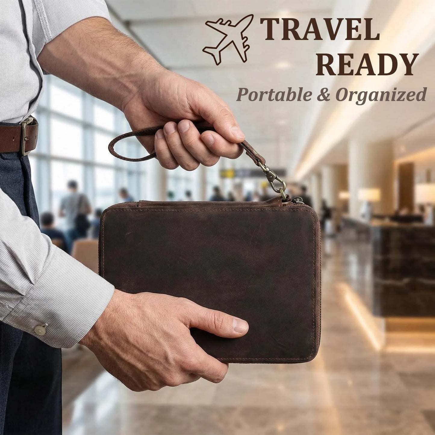 Yeedonzo Leather Watch Band Case, 12 Slot Portable Organizer for Watch Straps, Watches Strap Storage Organizer Compatible with Most Watch Bands