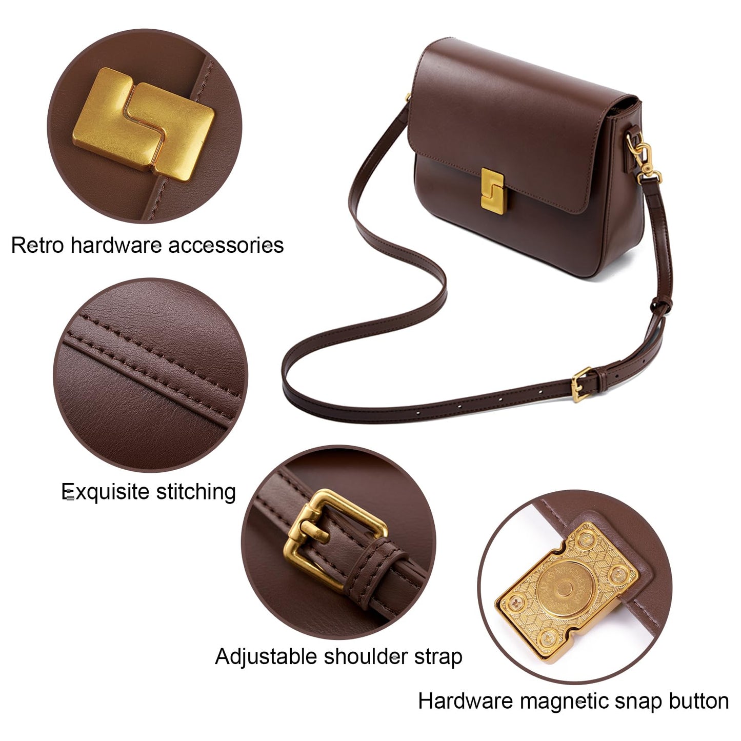 MoreFarther Genuine Leather Crossbody Purse for Women, Beige