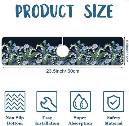 Blooming Lilies Sink Splash Guard Valley Lilies Flowers Faucet Absorbing Mat