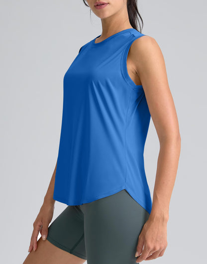 SANTINY Women's Sleeveless Workout Tops Breathable Lightweight Active Tennis Yoga Shirts Athletic Running Tank Tops for Women (Royal Blue_L)