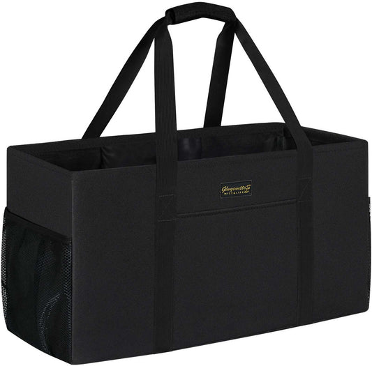 GhvyenntteS Extra Large Utility Tote Bag, Stand Up Utility Tote with Metal Wire Frame & Hard Bottom Board, Reusable Grocery Bags With Handles, Extra Large Beach Bag, Collapsible Car Tote