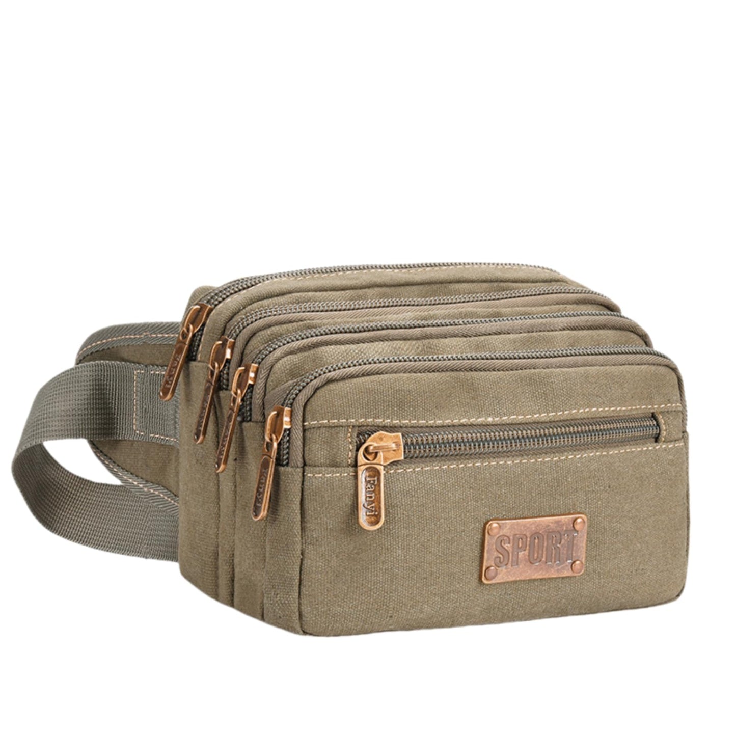 Fanny Pack for Men & Women, Multi-Pockets Zipper Pockets Waist Bag, Belt Bag for Running Cycling Travel Walking Hiking Fishing Camping (Brown)