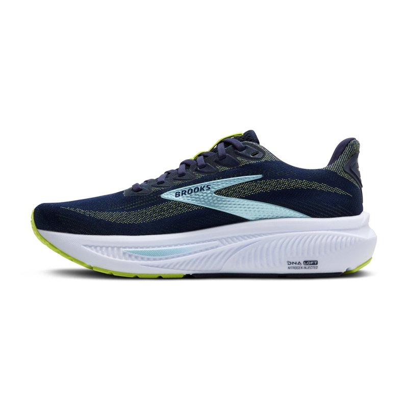 Brooks Men’s Ghost 17 Neutral Running Shoe - Peacoat/Lime/Blue - 8.5 Wide