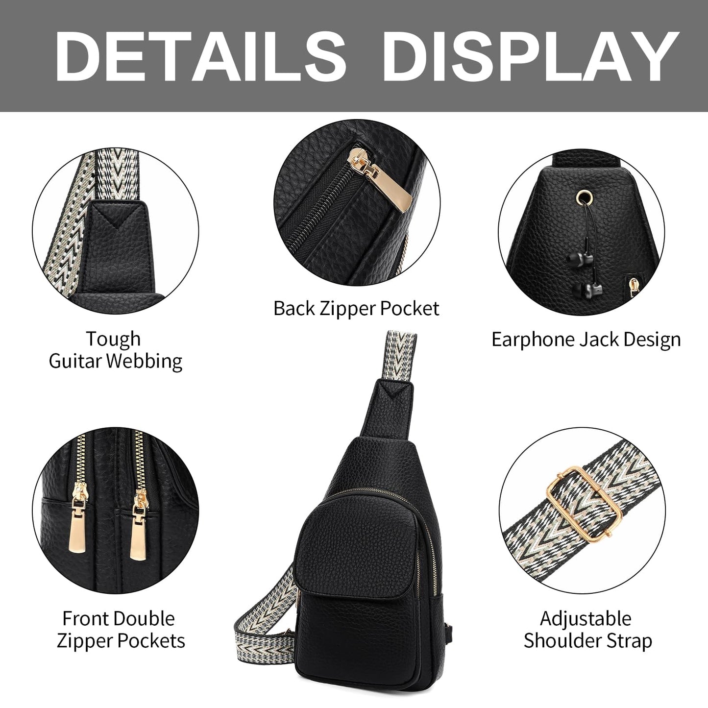 SENDEFN Sling Bag Crossbody Bags for Women Cross Body Purse Leather Fanny Pack Chest Bag for Travel