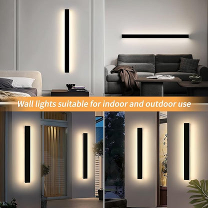 Mikeru 39inch Outdoor Wall Light Fixtures, 3000k/4500K/6000k Three Colors Switchable Modern Exterior Wall Sconces Acrylic Invisible Exterior Wall Light for Porch Outdoor Wall Mount Lighting