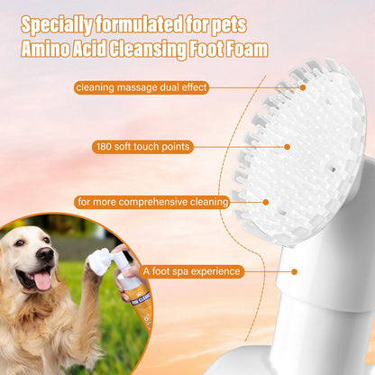 GJYC PET Paw Cleaner for Dogs and Cats,Magic Foam - Clean Paws Rinse Free Foaming Cleanser-Dry Shampoo, Foot Cleaner Brush - with Rose Extract, Odor Control Wash - Good for Puppy