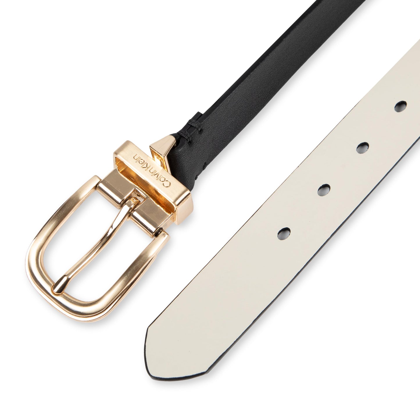 Calvin Klein Women's Shankless Reversible Dress Belt, Black/Bone, Medium