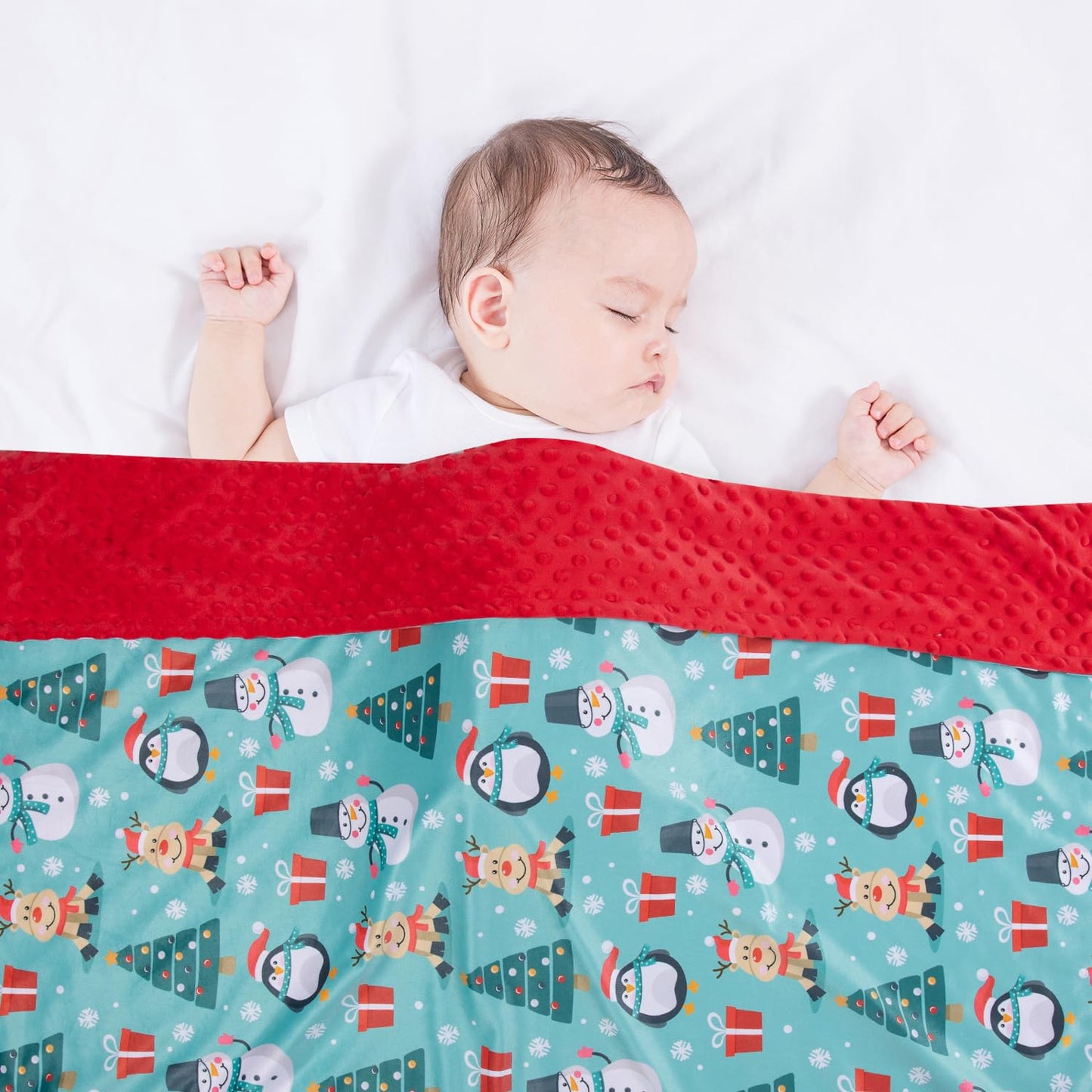 Donsonny Baby Blanket for Boys Girls Soft Minky with Double Layer Dotted Backing, Cartoon Printed 30 x 40 Inch Receiving Blanket (Christmas Snowman)