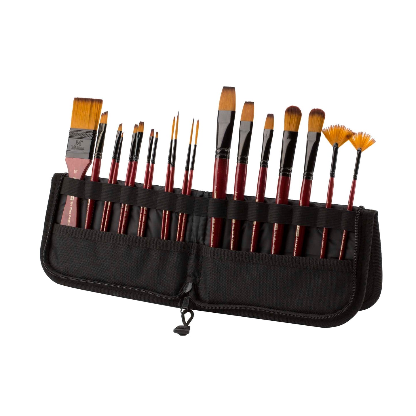 Creative Mark Folding Paint Brush Easel & Travel Case 9" Long - Compact Brush Holder Organizer for Short Handled Paintbrushes - Durable Paint Brush Bag for Storage - Holds up to 20 Brushes