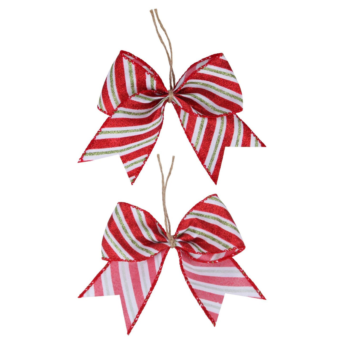 Meseey 12 Pcs Christmas Candy Cane Bows 6 Inch Red and Green Glitter Stripe Lollipop Peppermint Hanging Christmas Wreath Bow for Xmas Door Garland DIY Candy Themed Party Supplies(Red Stripe)