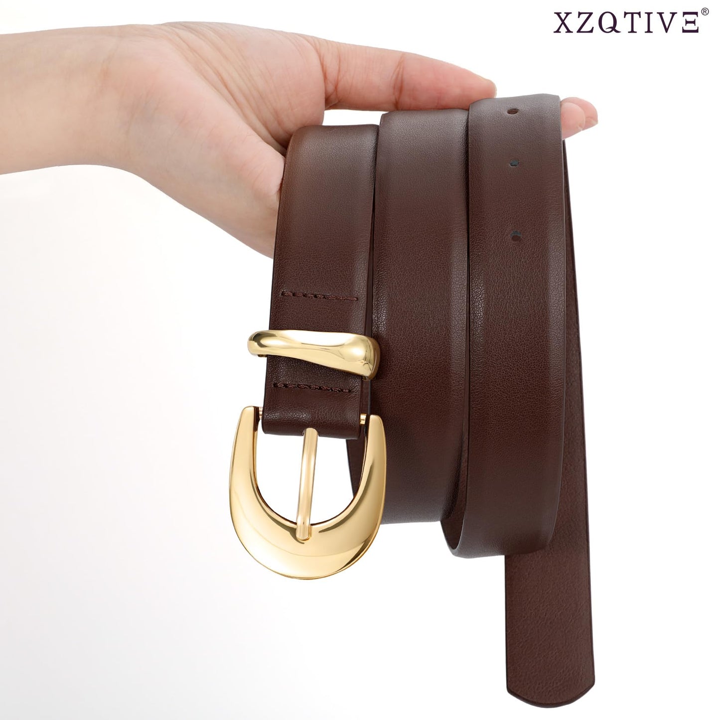 XZQTIVE Women PU Leather Belt for Jeans Pants Ladies Fashion Skinny belt with Gold Silver Buckle