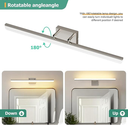 Brushed Nickel Vanity Light 31.5", 24W LED Dimmable Bathroom Light Bar with Adjustable Angle & 5CCT – Modern Long Wall Fixture for Bathroom, Powder Room, Bedroom, Apartment, Hotel
