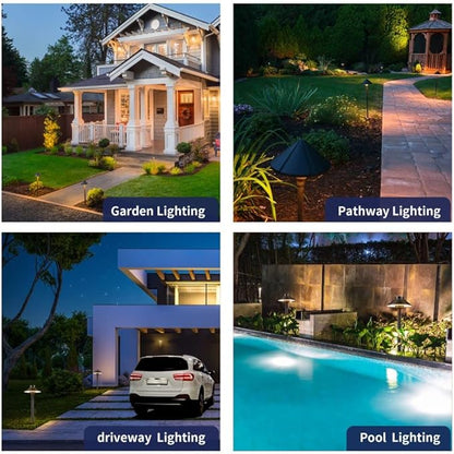 Gardenreet Brass Low Voltage Path Lighting Kit (6 Pack Path Lights) with 100 Feet Cable and 30Pack Wire Connectors for Outdoor Pathway House Garden Patio Without Transformer
