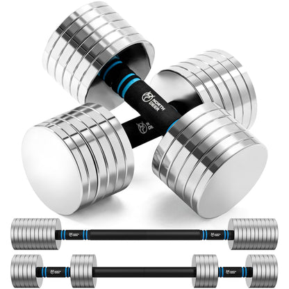 Northdeer V2.0 Upgraded Adjustable Steel Dumbbells 40LB / 60LB - 2 in 1 Dumbbell Barbell Set for Home Gym Workout - Compatible with V1.0 Dumbbells