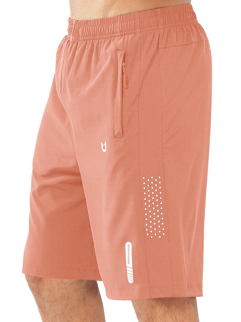 NORTHYARD Men's Athletic Running Shorts Gym Workout 7"/9"/5" Quick Dry Lightweight Sports Basketball Tennis 3 Zipper Pockets PINKORANGE-9inch M