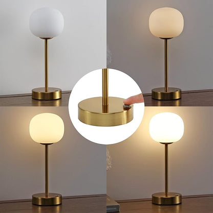 JONATHAN Y JYL7108C Natalia 12.25" Modern Minimalist Iron Rechargeable Integrated LED Table Lamp Contemporary Bedside Desk Nightstand Lamp for Bedroom Living Room Office, Brass Gold/White