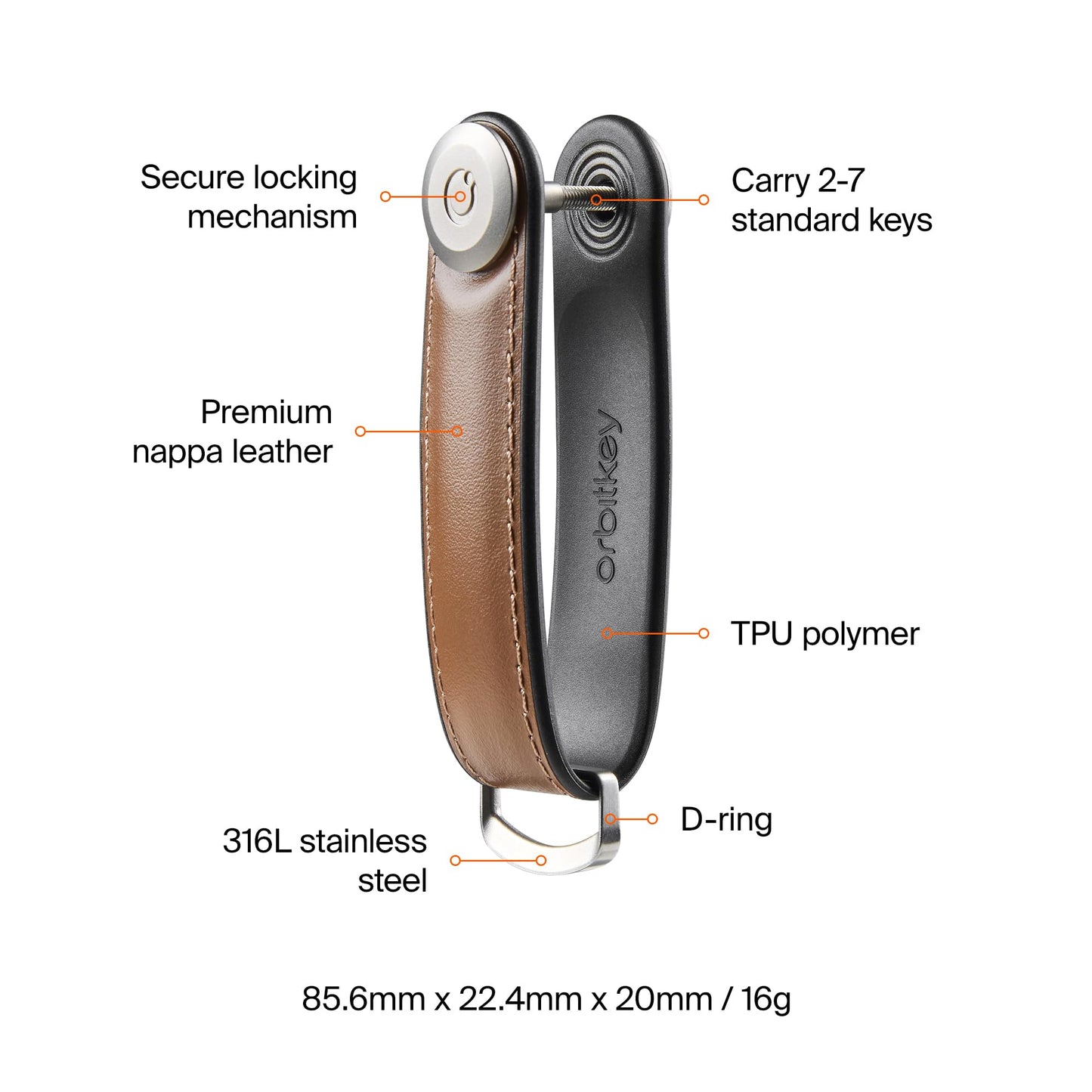 orbitkey Key Organiser Hybrid Leather (Acorn)