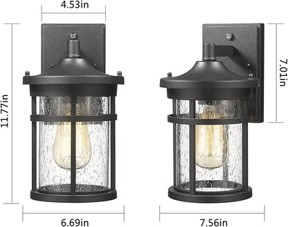 Dusk to Dawn Outdoor Wall Lighting Outdoor Wall Lantern with Sensor Exterior Wall Light Anti-Rust Porch Light Fixtures Wall Mount Waterproof Wall Sconce with Clear Seeded Glass for Garage Patio