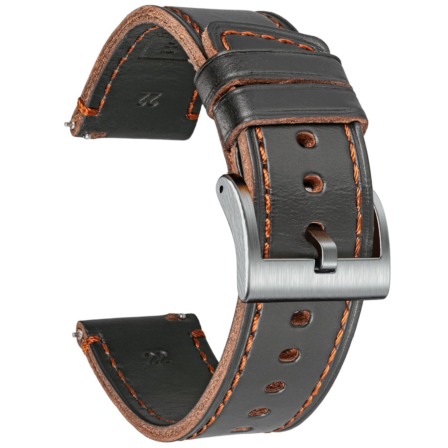hemsut h Soft Leather Watch Bands for Men, Horween Quick Release Leather Watch Strap Vintage Watch Replacement Wrap of 22mm