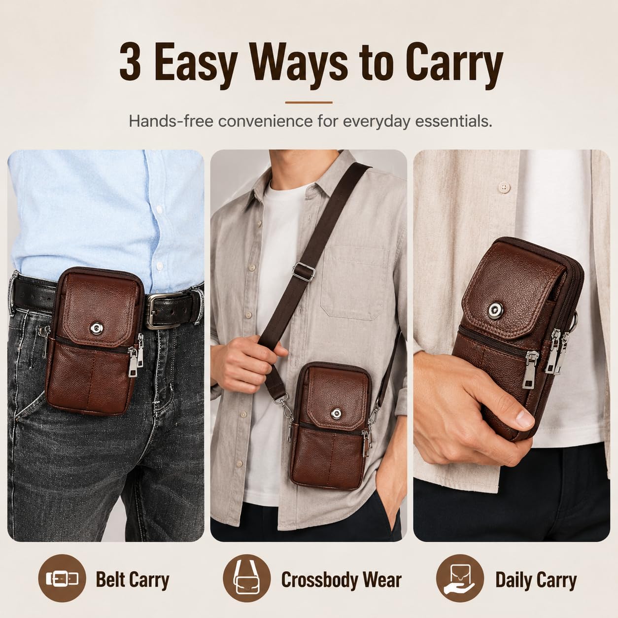 YIUMLMN Leather Cigarette First Layer Cowhide Material Lighter Holder Leather Cigarette Case Stylus Belt Clip Case Crossbody Bag Wallet Purse Cell Phone Pouch