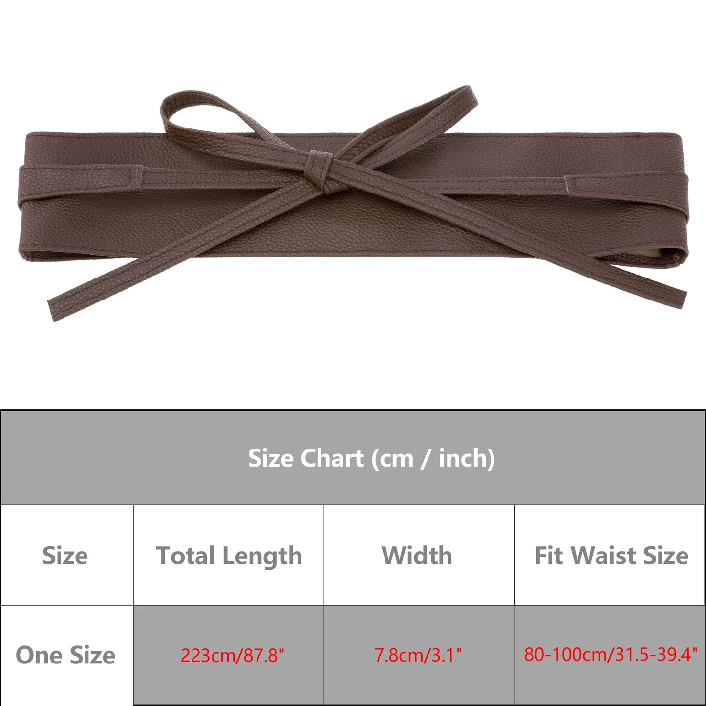 Elerevyo Women's Faux Leather Obi Belts Bowknot Wrap Around Wide Waistband for Evening Outfit Dress Shirts One Size Coffee