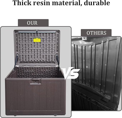 33 Gallon Pro Outdoor Storage Box Waterproof Lockable Resin Deck Box Large, Patio Storage Bin for Pool Accessories Cushion Furniture, Garden Tools, UV-Resistant Outside Delivery Brown