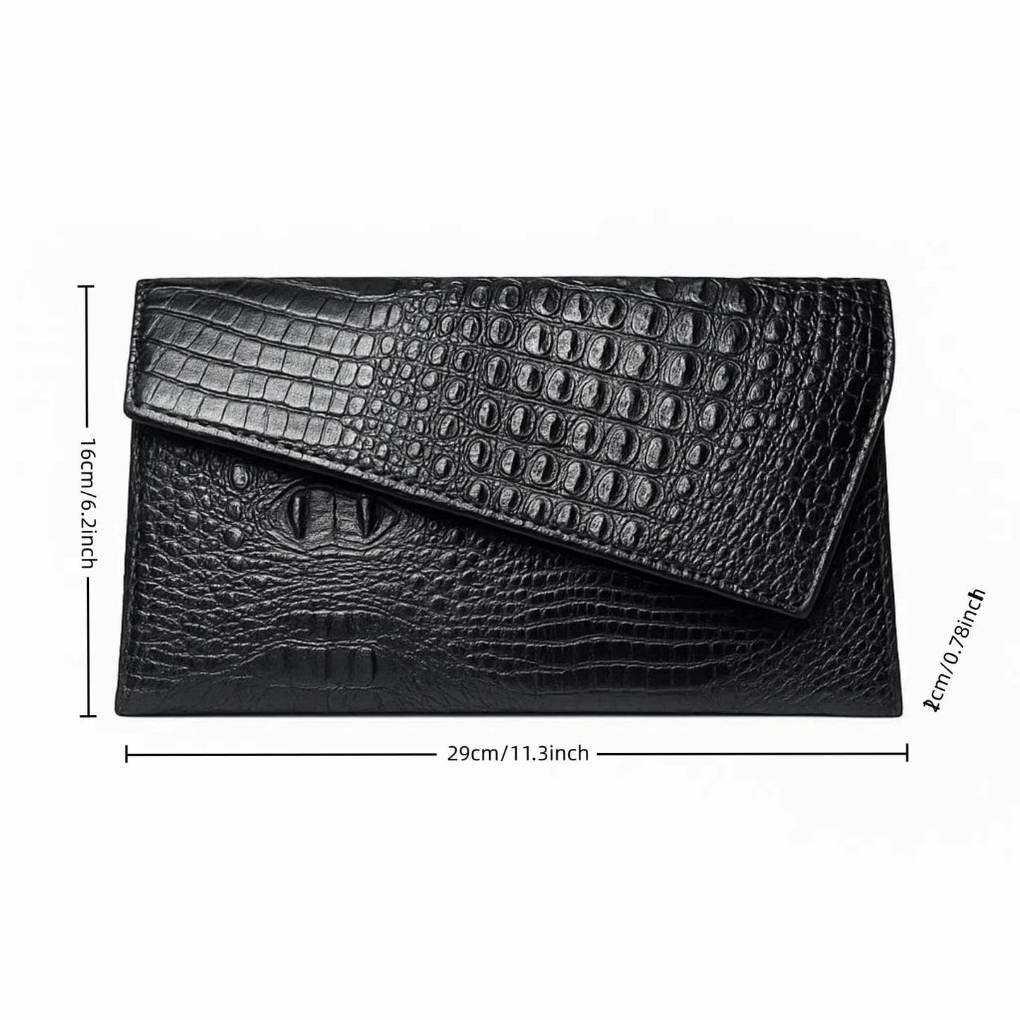 IAMUHI Women Vintage Faux Leather Crocodile Clutch Bag Alligator Envelope Evening Purse Crossbody Bag Purse Wallet,Black