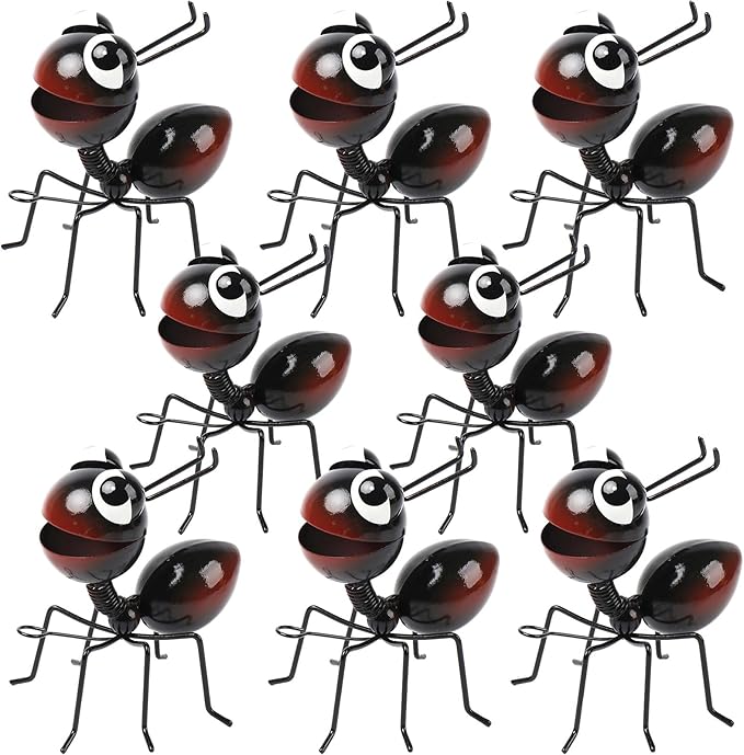 Metal Yard Art Garden Decor for Outside Cute Ants Yard Decorations Outdoor Lawn Ornaments Backyard Gifts for Mom - Set of 8（All Black）