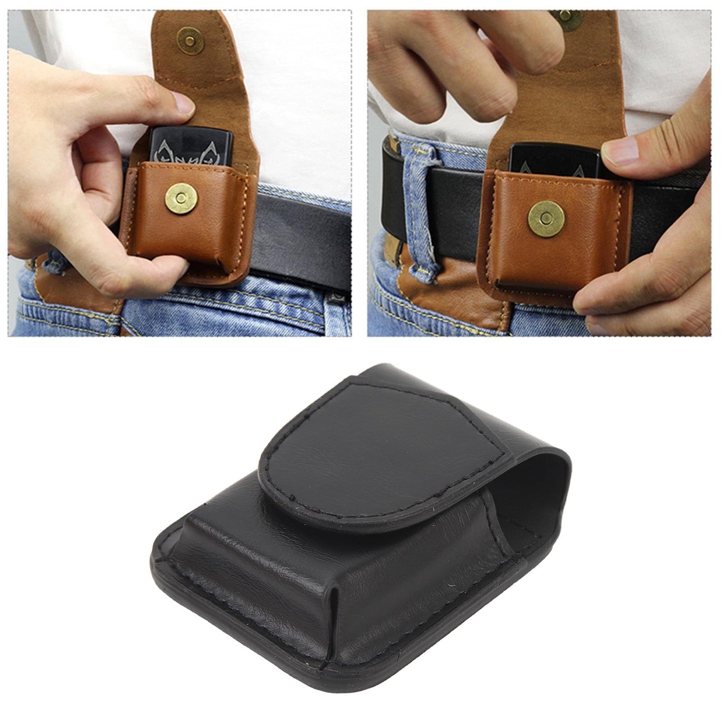 Leather Lighter Holder, Case Pouch for Men Women, Magnetic Buckle, Belt Loop, Secure Stitching, for Tools, Outdoor Travel, Lighter Bag with, PU Leather, Belt Companion
