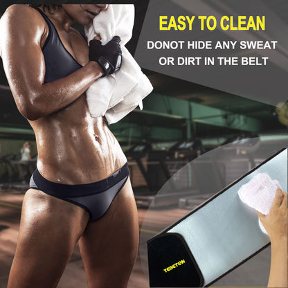 TESETON Waist Trainer for Men Women, Sweat belt for Men Women, Workout Waist Trimmer, Sweat Belt Sweatband Waist Sport Girdle Sauna Abdominal Belly for Fitness 01 Black M