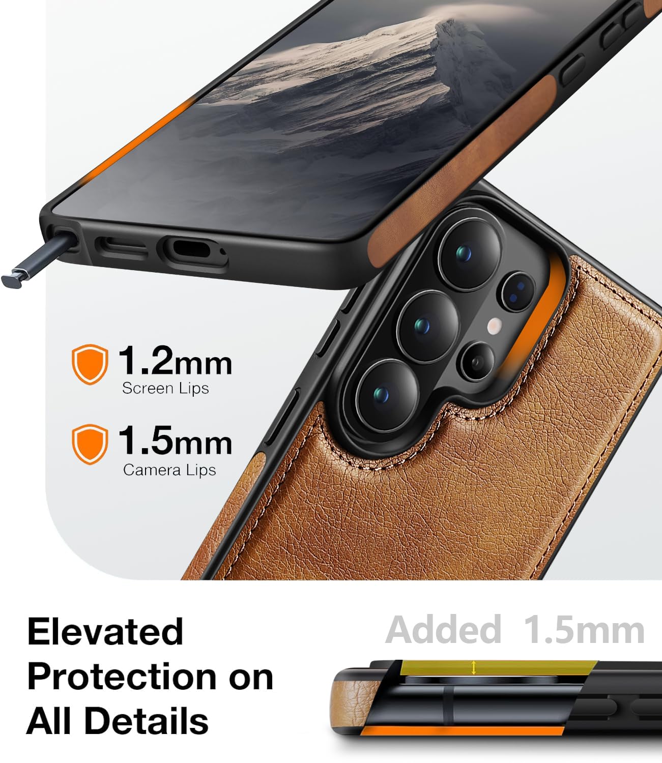 WTCASE Strong Magnetic for Samsung Galaxy S26 Ultra Leather Case with Stand,[Compatible with MagSafe], Slim Adjustable Kickstand Phone Cover (Brown, S26 Ultra)
