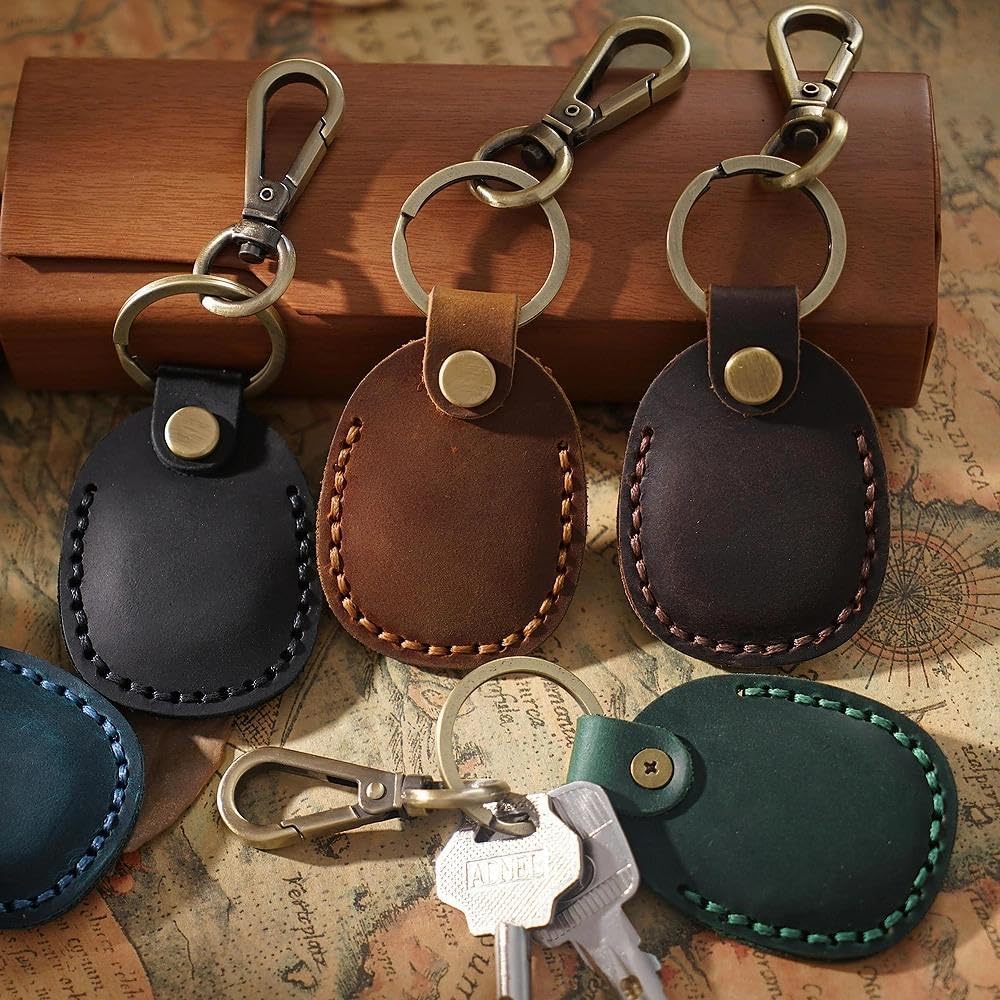 Temvue Leather Keychain RFID Key Fob Holder - Stylish and Secure Way to Carry Your Keys