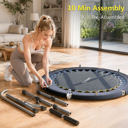 SkyBound Mini Trampoline Fitness Trampoline Fitness Rebounder with Adjustable T-Bar Handle - Exercise Trampoline for Adult - Fitness Trampoline for Workout Trainer