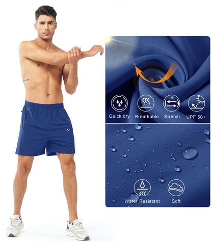 NORTHYARD Men's Athletic Running Shorts Gym Workout 7"/9"/5" Quick Dry Lightweight Sports Basketball Tennis 3 Zipper Pockets ROYALBLUE-5inch 2XL