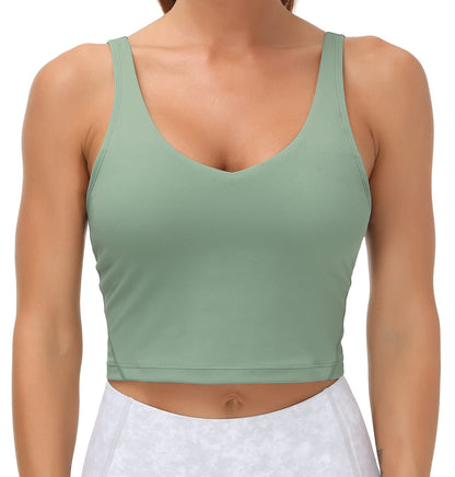 Women’s Longline Sports Bra Wirefree Padded Medium Support Yoga Bras Gym Running Workout Tank Tops (Jasmine Green, Small, s)